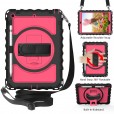 iPad 10.2" Case, iPad 8th Gen / iPad 7th Gen Case, Heavy Duty Rugged 3 Layer Full Body Shockproof Protective Covers with 360 Rotate Stand /Hand Strap/ Should Belt /Pencil Holder,Z_Black + Rose