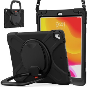 Apple iPad Air 2 9.7 inches Case,Heavy Duty Hybrid Rugged Shockproof 360 Rotatable Portable Handle Kickstand  With Shoulder Strap Cover, For IPad Air 2