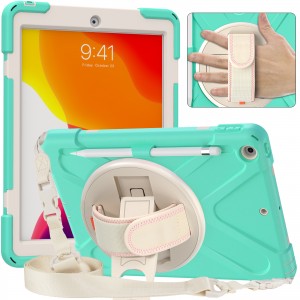 iPad 10.2 inch (8th Generation 2020/ 7th Generation 2019) Case,Heavy Duty Rugged with Rotatable Kickstand Hand Strap and Shoulder Strap Safe Kids Cover, For IPad 10.2 (2019)/IPad 10.2 (2020)