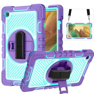 Shockproof Rubber Rotating Hand Strap Stand Shoulder Strap Heavy Duty Rugged Case, For Samsung Galaxy Tab A8 10.5 (2022)