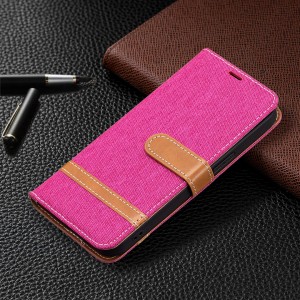 Solid Color Denim Card Wallet Flip Leather Stand Smart Phone Case Cover, For Samsung A22 5G
