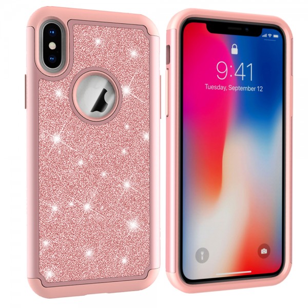 iPhone Xs Max 6.5 inches Case,Glitter Bling Design Dual Layers For Girls Women Shockproof Protection Anti-scratch Cover