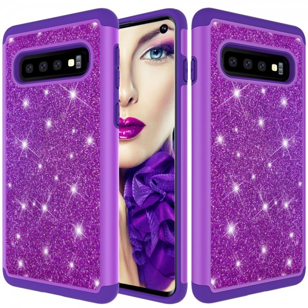 Samsung Galaxy  S10 Case,Glitter Bling Design Dual Layers For Girls Women Shockproof Protection Anti-scratch Cover