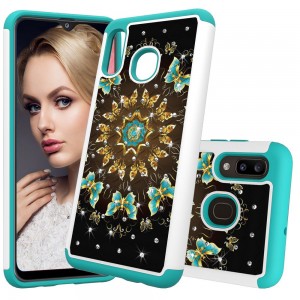 Samsung Galaxty A20 & A30 Case, 2 in 1 Pattern Ultra Slim Bling Glitter Diamond Hard PC Soft TPU Bumper Anti-Scratch Shockproof Protective Cover, For Samsung A30/Samsung A20