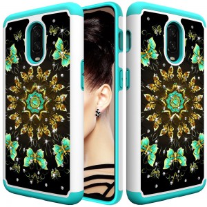 OnePlus 6T Case ,2 in 1 Pattern Ultra Slim Bling Glitter Diamond Hard PC Soft TPU Bumper Anti-Scratch Shockproof Protective Cover, For Oneplus 6T
