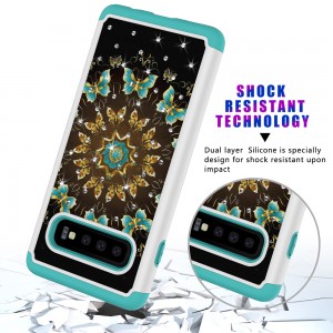 Samsung Galaxy S10 Case ,2 in 1 Pattern Ultra Slim Bling Glitter Diamond Hard PC Soft TPU Bumper Anti-Scratch Shockproof Protective Cover, For Samsung S10