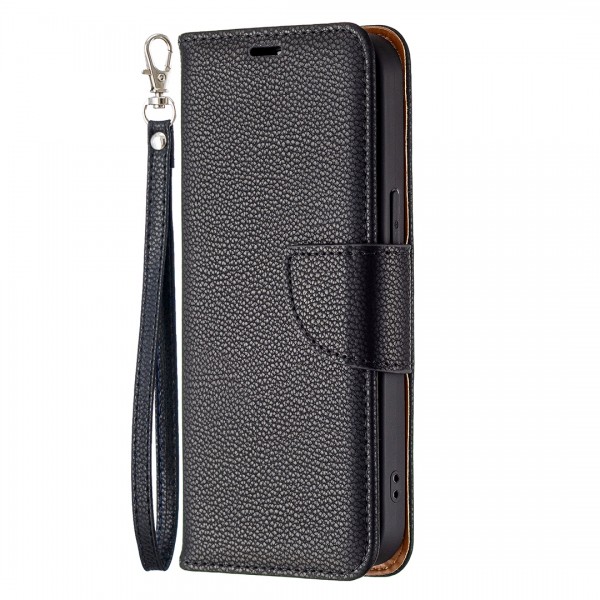 Solid Color Luxury PU Leather Card Slot Wallet With Wrist Strap Smart Phone Case Cover