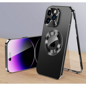 Magnetic Metal Case + Screen Protector Lens Cover, For iphone 14 plus