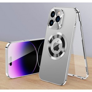 Magnetic Metal Case + Screen Protector Lens Cover, For iphone 15plus