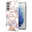 Samsung Galaxy S21 6.2 inches Case,Marble Flower Pattern Suport Wireless Charging Slim Shockproof Hard PC Cover