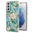 Samsung Galaxy S21 6.2 inches Case,Marble Flower Pattern Suport Wireless Charging Slim Shockproof Hard PC Cover