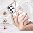 Samsung Galaxy S21 Ultra 6.8 inches Case,Marble Flower Pattern Suport Wireless Charging Slim Shockproof Hard PC Cover