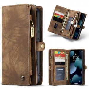 Detachable Zipper Card Slot Folio Leather Case  , For Samsung S7