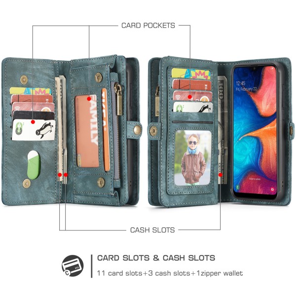Samsung Galaxy S8 Plus Case, Multi-function 2 in 1 PU Leather Zipper 11 Card Slots Card Slots Money Pocket Clutch Wallet Case Detachable Magnetic Cover