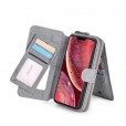 iPhone 12 Pro & iPhone 12 (6.1 inches) 2020 Release Case, Zipper Multi-function 2 in 1 PU Leather Zipper Detachable Card Slots Metal Magnetic Wallet Handle Strap Cover