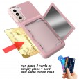 Samsung Galaxy S21 6.2 inches Case, Card Slot Mirro Makeup 2 in 1 Hybrid PC Shockproof Protective Cover