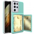 Samsung Galaxy S21 Ultra 6.8 inches Case, Card Slot Mirro Makeup 2 in 1 Hybrid PC Shockproof Cover