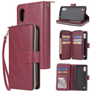 For Samsung Galaxy A01  Protective Case Wallet Leather Magnetic Belt Zipper, For Samsung A01