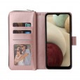 For Samsung A12 Zipper Purse Card Slot Wallet Flip Stand Case Cover