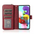 For Samsung A22 4G Zipper Card Slots Leather Rugged Strap Case 