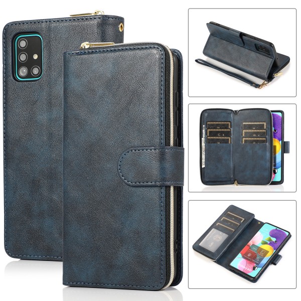 For Samsung Galaxy A51 5G Leather Flip Stand Zipper Wallet Cover