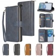 For Samsung S21 Zipper Purse Card Slot Wallet Flip Stand Case Cover