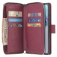 For Samsung S21 Zipper Purse Card Slot Wallet Flip Stand Case Cover