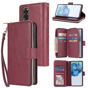 For Samsung S21FE Zipper Purse Card Slot Wallet Flip Stand Case Cover, For Samsung Galaxy S21 FE