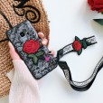 iPhone12 Pro&iPhone 12 (6.1 inches) 2020 Release Case, Fashion Lace Flower Neck Strap Hybrid PC Shockproof Ultra Slim Cover