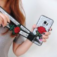 Samsung Galaxy S21 Plus 6.7 inches Case, Fashion Lace Flower Neck Strap Hybrid PC Shockproof Ultra Slim Cover