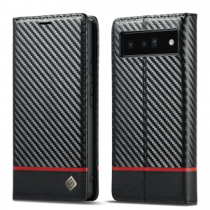 Carbon Fiber Shockproof Leather Wallet Flip Case Cover, For Samsung Galaxy S22 Ultra