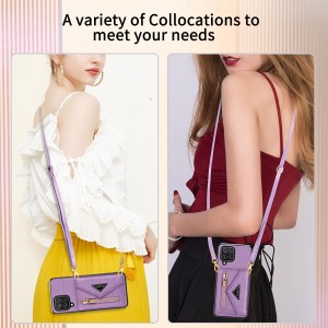 Zipper Coin Slot Kickstand with Crossbody Strap Smartphone Wallet Case, For Samsung Galaxy S23 Ultra