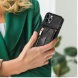 Zipper Coin Slot Kickstand with Crossbody Strap Smartphone Wallet Case