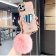 Glitter Mirror Diamond Plush Ball Case Cover For iPhone 12 mini
