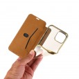 Luxury Leather Flip Holder Transparant Color Phone Case For iPhone Series