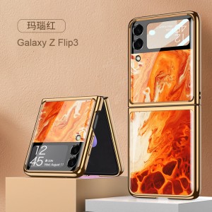 Glossy Glass Pattern Shockprood Plating Case Cover, For Samsung ZFlip3
