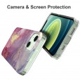 Shockproof Marble Print Soft Rubber Glitter Side Phone Case Cover For iPhone 13