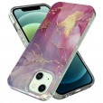 Shockproof Marble Print Soft Rubber Glitter Side Phone Case Cover For iPhone 13