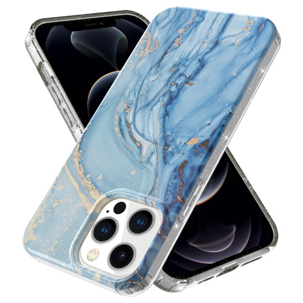 Shockproof Marble Print Soft Rubber Glitter Side Phone Case Cover For iPhone 13 Pro Max