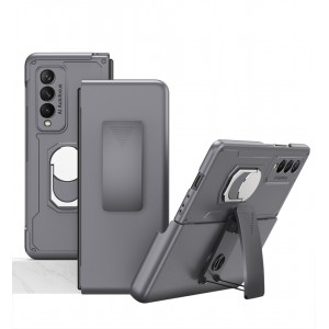 Slim Metal Shockproof Armor Belt Clip Kickstand Ring Stand Phone Case Cover, For Samsung ZFold3