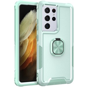 Shockproof Rubber 3-Layer Protection Hybrid Armor Ring Holder Kickstand Cover, For Samsung S10