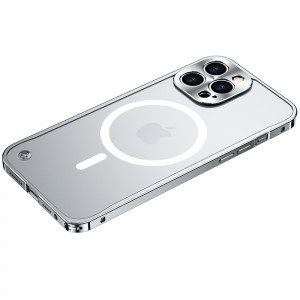 Metal Magnetic Shockproof Clear Back Phone Case Cover, For IPhone 12 Pro
