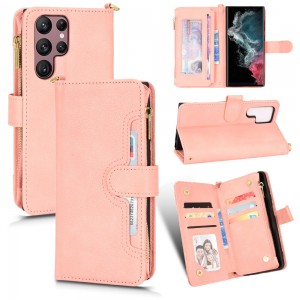 Zipper Wallet Leather Stand Luxury Case Cover, For Samsung A22