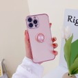 Plating Love Heart Bling Diamond Ring Stand Stylish Silicone Soft Phone Case
