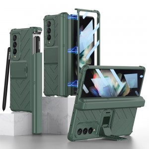 Shockproof Magnetic Fold Armor Holder Case Cover, For Samsung ZFold3
