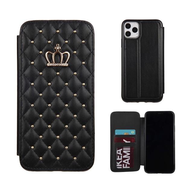 Diamond Nail Bling Crown Wallet Card Flip Leather Case For iPhone X 