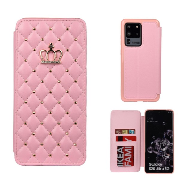 Crown Bling Leather Wallet Stand Case For Samsung note20