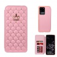For Samsung S21 plus Crown Leather Phone Case Bling Card Wallet Cover