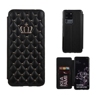 For Samsung S7 Crown Leather Diamond Stand Wallet Case Cover, For Samsung S7