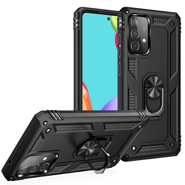 Samsung Galaxy A52 5G&A52 4G Case, Car Magnetic Shockproof Rubber Armor Hybrid Rugged Hard PC Back Ring Kickstand Cover,without Screen Protector